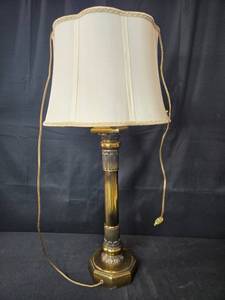 lot 92 image: Brass Table Lamp with Fabric Shade