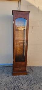 lot 105 image: Tall Wood Glass Display Cabinet with Light, 71x18x16 Inches