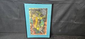 lot 108 image: Framed Abstract Artwork 18x12 with Blue Mat