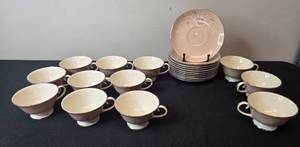 lot 126 image: Flintridge China Tea Cup and Saucer Set with Floral Pattern, Made in California - display not inc