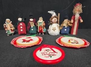 lot 169 image: Collection of Christmas Figurines and Cross-Stitch Ornaments