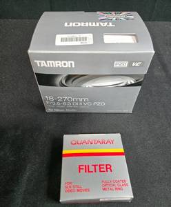lot 171 image: Tamron 18-270mm Lens Box with Quantaray and Promaster Photo Filters Assortment
