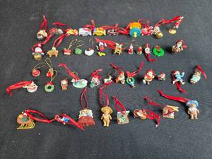 lot 193 image: Collection of Assorted Miniature Christmas Ornaments Some with Red Ribbons