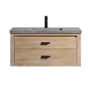 Ari Kitchen and BathKane 36 in. W x 18.5 in. D Bath Vanity in Weathered Fir with Concrete Vanity Top in Gray with Gray Basin