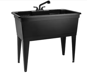 lot 18 image: TEHILA23.75 in. D x 39.5 in. W 37-Gallon Freestanding LaundryUtility Sink in Black with Black Pull-Out Faucet