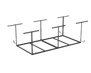 lot 26 image: FLEXIMOUNTSOHK Frame-Only Series 48 in. W x 96 in. D x 22-40 in. H Black Ceiling Mounted Overhead Garage Storage Rack with Hooks