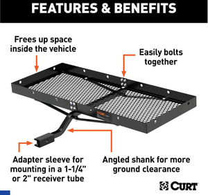 lot 35 image: CURT300 lb. Capacity 48 in. x 20 in. Aluminum Bolt-Together Hitch Cargo Carrier for 2 in. Receiver