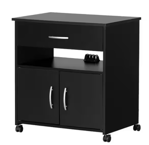 lot 36 image: South ShoreAxess Pure Black Microwave Cart with Storage
