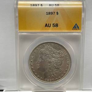 lot 21 image: 1897-S Morgan Silver Dollar  ANACS AU58