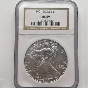 lot 51 image: 2000 American Silver Eagle  NGC Certified MS 69  First of the New Millennium