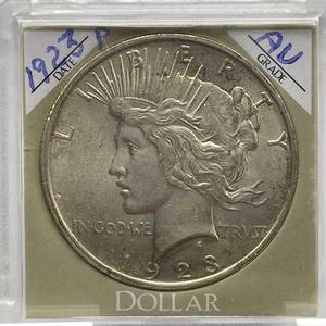 lot 25 image: 1923 Peace Silver Dollar  AU (About Uncirculated)