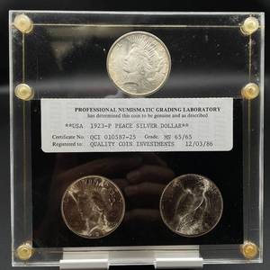 lot 28 image: 1923 Peace Silver Dollar  PNGL MS6565