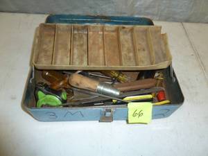 lot 66 image: Tool Box Screw Drivers & Files- LT Blue