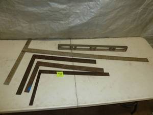 lot 78 image: T- Square, Level, Steel Squares x 4