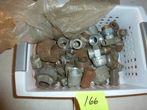 lot 166 image: Galvanized Pipe Fittings- White Basket