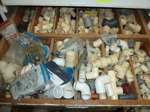lot 408 image: Drawer #5 PVC Fittings 12, 34
