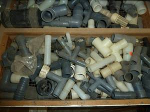 lot 409 image: Drawer #6 PVC Fittings 34, 1 Barbed
