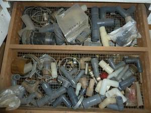 lot 410 image: Drawer  #7 PVC Fittings 34, 1 12 Barbed