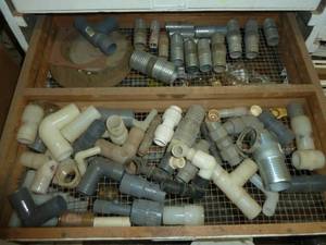 lot 411 image: Drawer #8 Galvanized Nipples & Plastic Barbed Fittings