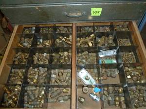 lot 429 image: Drawer Brass Gas Fittings