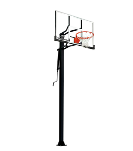 lot 50 image: Silverback 54 In-Ground Height-Adjustable Basketball System with Tempered Glass Backboard, Anchor Mounting