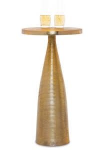 lot 100 image: OBJET DART Small Round Gold End Tables, Luxor, 23 Height