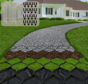 lot 102 image: MIWOOYY 2 Thick Gravel Ground Grid 6.5ft x 16.5ft - Geo Grid Driveway Stabilization Grids