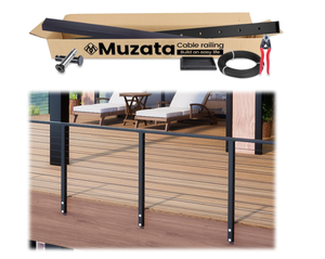 lot 401 image: Muzata 3-66 Side Mount Black Complete Cable Railing Kit 36 Inch Cable Railing System for Decks
