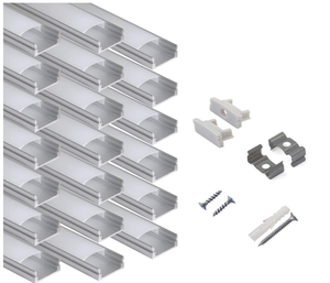 lot 402 image: hunhun 20-Pack 6.6ft 2Meter U Shape LED Aluminum Channel System with Milky Cover, End Caps and Mounting Clips