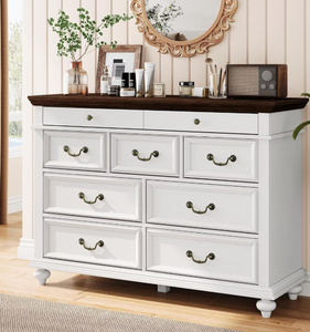 lot 403 image: Jojoka 9 Drawers Dresser for Bedroom,Farmhouse Wood Chest of Drawers