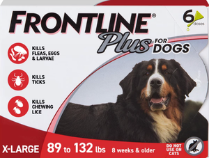 lot 409 image: Frontline Plus Flea & Tick Spot Treatment for Extra Large Dogs, 89-132 lbs, 6 Doses (6-mos. supply)