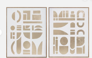 lot 301 image: Threshold Modern Wall Art Canvas Abstract Set of 2 24x30 Canvases Gold