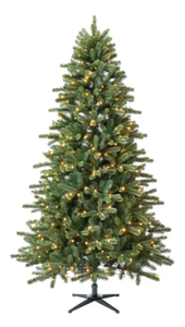 lot 31 image: Holiday Time 7.5 Pre-Lit Birchwood Fir Green Artificial Christmas Tree with Warm White Twinkle LED Lights and Quick Set, by Holiday Time USED