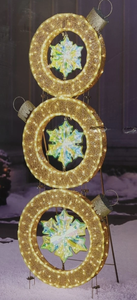 lot 64 image: Members Mark 6ft Warm White LED Pre-Lit Stacked Ornament Decor, Gold