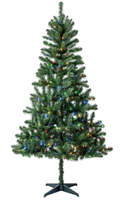 lot 312 image: Holiday Time 6.5 ft Pre-Lit Madison Pine Artificial Christmas Tree with 250 Color-Changing LED Lights and Stand, by Holiday Time