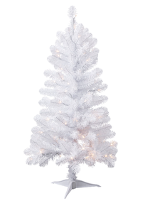 lot 314 image: Holiday Time 4 ft Pre-Lit Indiana Spruce White Artificial Christmas Tree, Clear LED Lights, by Holiday Time