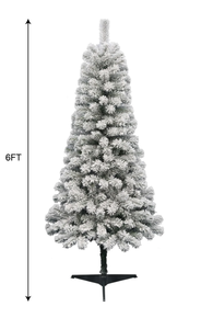 lot 315 image: Holiday Time 6 Pine Green Flocked Artificial Christmas Tree, by Holiday Time