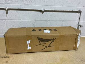 lot 99 image: PNAEUT Double Hammocks with Stand for Outside, Portable Space Saving Heavy-Duty Steel Stand for Indoor Outdoor Patio, 450 lbs Capacity (Tropical)