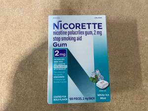 lot 253 image: Nicorette Nicotine Gum, Stop Smoking Aids, 2 Mg, Flavored, 100 Count