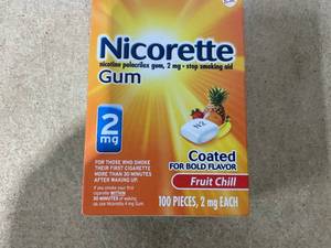 lot 259 image: Nicorette 2 mg Nicotine Gum to Quit Smoking - Fruit Chill Flavored Stop Smoking Aid, 100 Count
