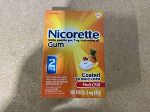lot 260 image: Nicorette 2 mg Nicotine Gum to Quit Smoking - Fruit Chill Flavored Stop Smoking Aid, 100 Count