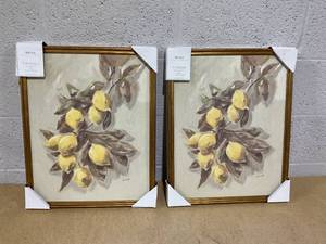 lot 271 image: LOT OF 2 16x20 Lemons Vintage Framed Wall Art - Threshold designed with Studio McGee