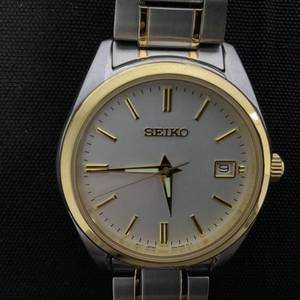 lot 8 image: Seiko 6N52-00A0 Date St.Steel Sapphire White Silver Gold Quartz Mens Watch Wrist Size (including the watch head) 19cm