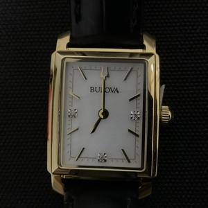 lot 9 image: Bulova Womens Classic Sutton Diamond Accent Black Leather Strap Watch 21mm Water resistant to 30 meters (Needs Battery)