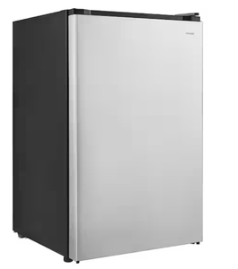 lot 76 image: Vissani 4.3 cu. ft. Mini Refrigerator in Stainless Steel, ENERGY STAR (Damaged)