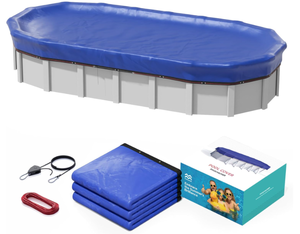 lot 77 image: POOLHACKER 16x32 FT Oval Pool Cover  420D Extra Thick Winter Pool Cover for Above Ground Pools, 4 Ft Overlap with Pulley & Cable, Cold-Resistant, Tear-Resistant & Dustproof