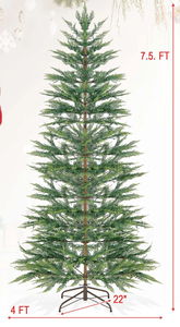 lot 133 image: Costway 7.5 FT Pre-Lit Christmas Tree Hinged with 612 PE Branch Tips Timer & 540 Lights (USED Lights Not Functioning)