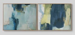 lot 275 image: Threshold 16 x 20 Abstract Pair Framed Wall Canvases - Threshold 2pk