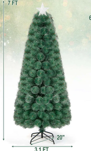 lot 332 image: Costway 7 FT Pre-Lit Fiber Optic Christmas Tree Xmas Decor (Missing Power Supply)