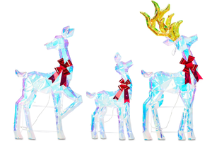 lot 333 image: Holiday Time indoorOutdoor Light-Up Prismatic Deer Christmas Decoration with 250 LED Lights, Cool White by Holiday Time (MISSING PARTS FOR MOM & DAD DEER)